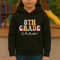 8th Grade Crew Retro Groovy Funny Happy First Day Of School Kids Hoodie thumb 3