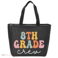 8th Grade Crew Retro Groovy Funny Happy First Day Of School Tote Bag thumb 0