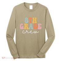 8th Grade Crew Retro Groovy Funny Happy First Day Of School Long Sleeve Shirt thumb 0