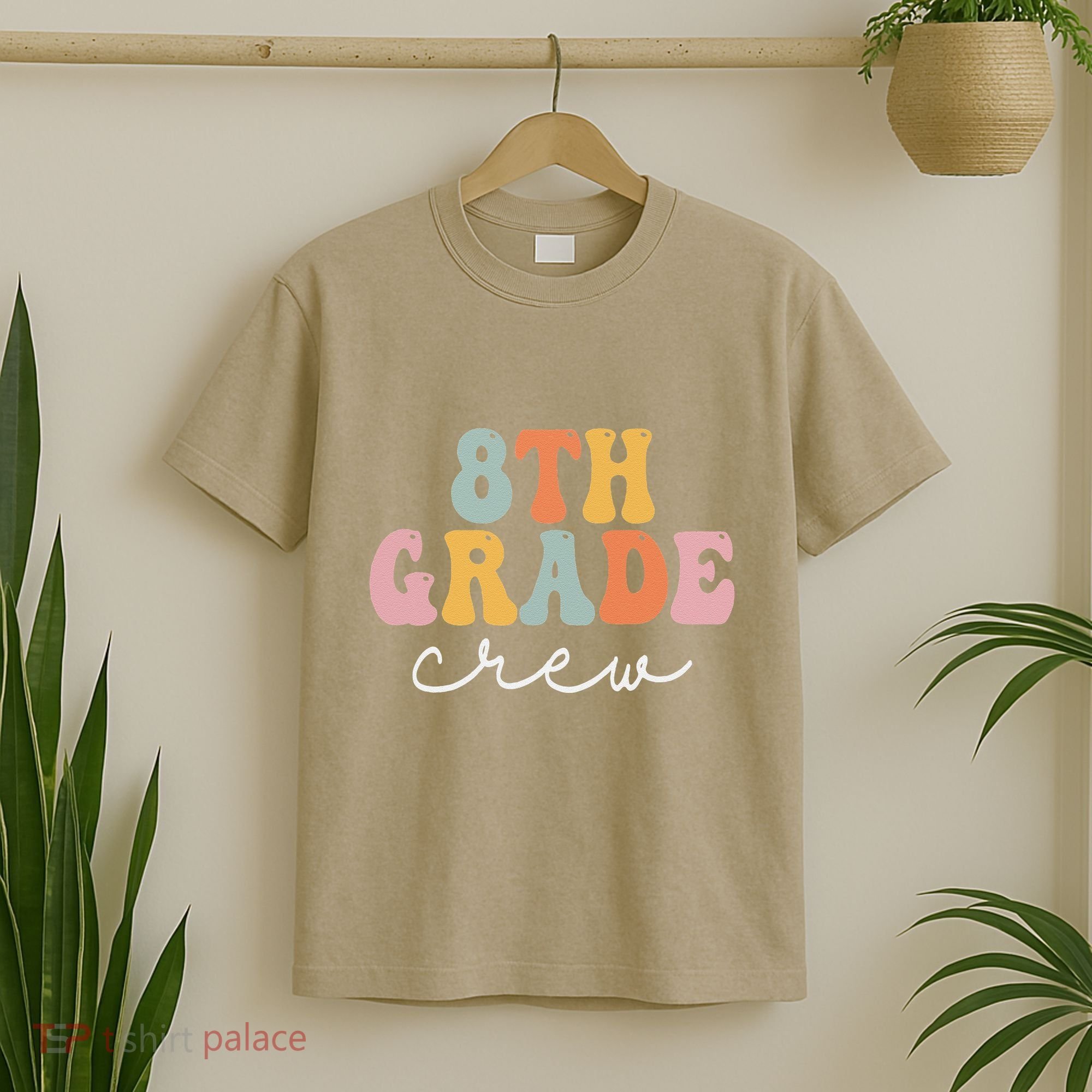 8th Grade Crew Retro Groovy Funny Happy First Day Of School T-Shirt