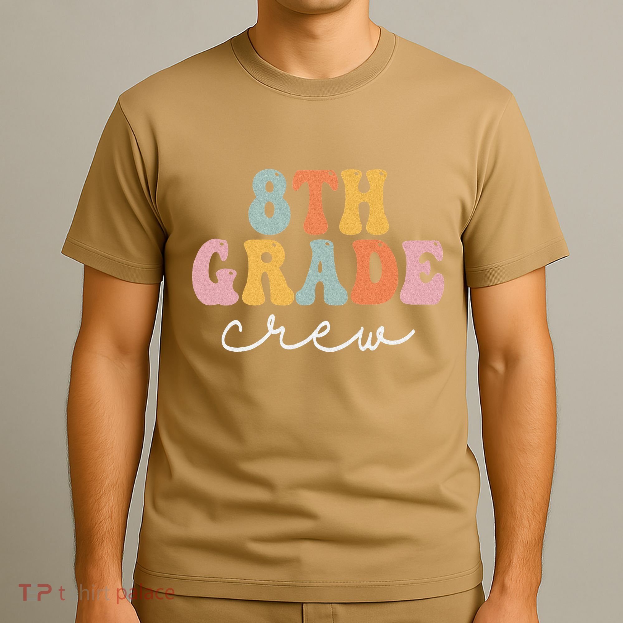 8th Grade Crew Retro Groovy Funny Happy First Day Of School T-Shirt