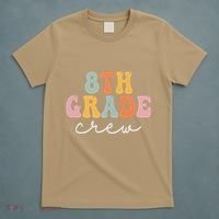 8th Grade Crew Retro Groovy Funny Happy First Day Of School T-Shirt thumb 5