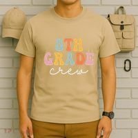 8th Grade Crew Retro Groovy Funny Happy First Day Of School T-Shirt thumb 6