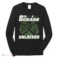 8Th Grade Level Unlocked Back To School Video Gamer Long Sleeve Shirt thumb 0