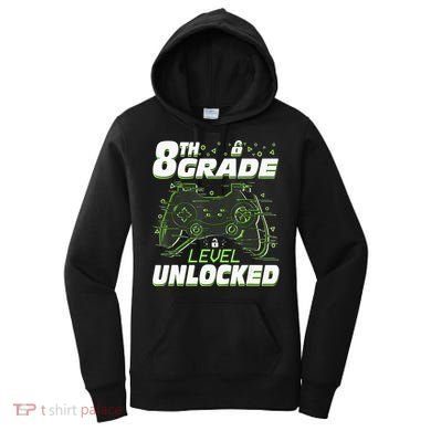 8Th Grade Level Unlocked Back To School Video Gamer Women's Hoodie