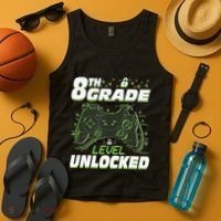 8Th Grade Level Unlocked Back To School Video Gamer Tank Top thumb 4