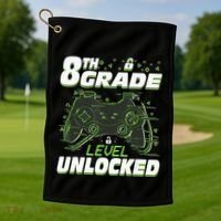 8Th Grade Level Unlocked Back To School Video Gamer Golf Towel thumb 1