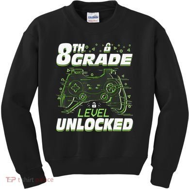 8Th Grade Level Unlocked Back To School Video Gamer Kids Sweatshirt