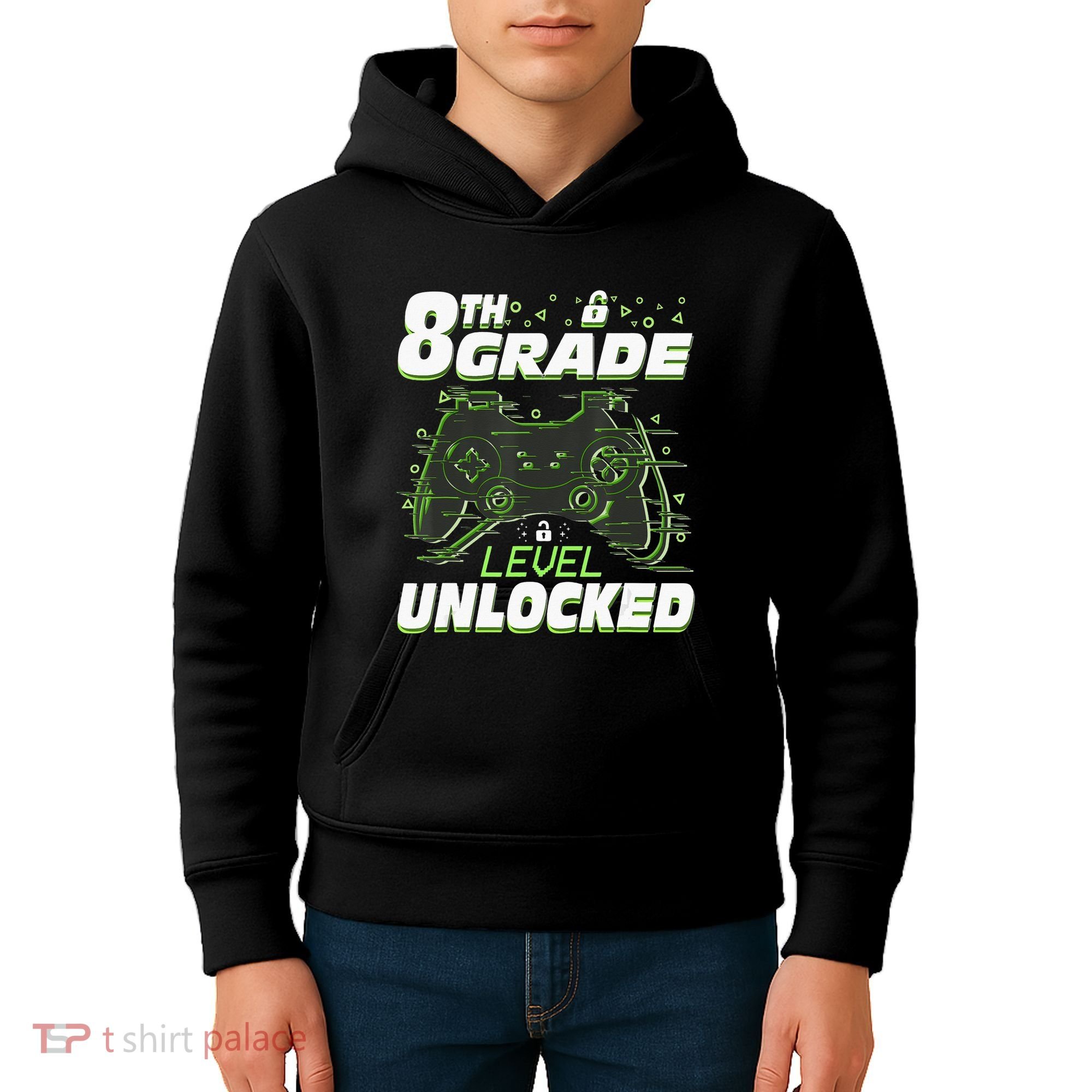 8Th Grade Level Unlocked Back To School Video Gamer Kids Hoodie
