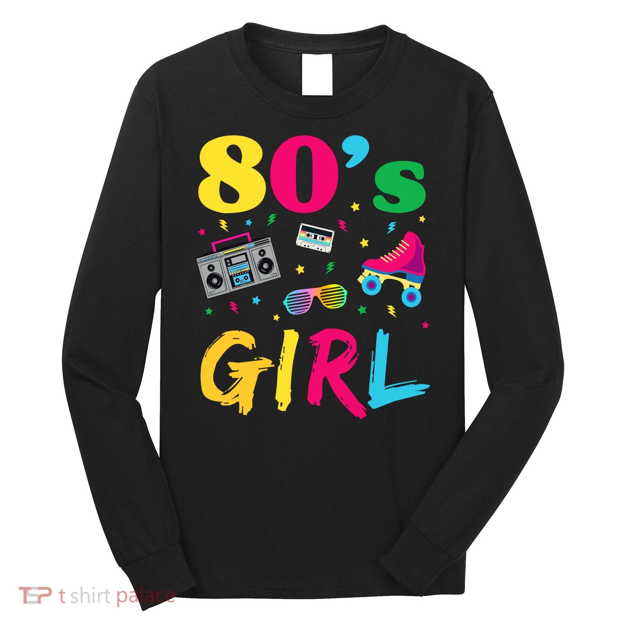 80s Girl Retro Costume Long Sleeve Shirt