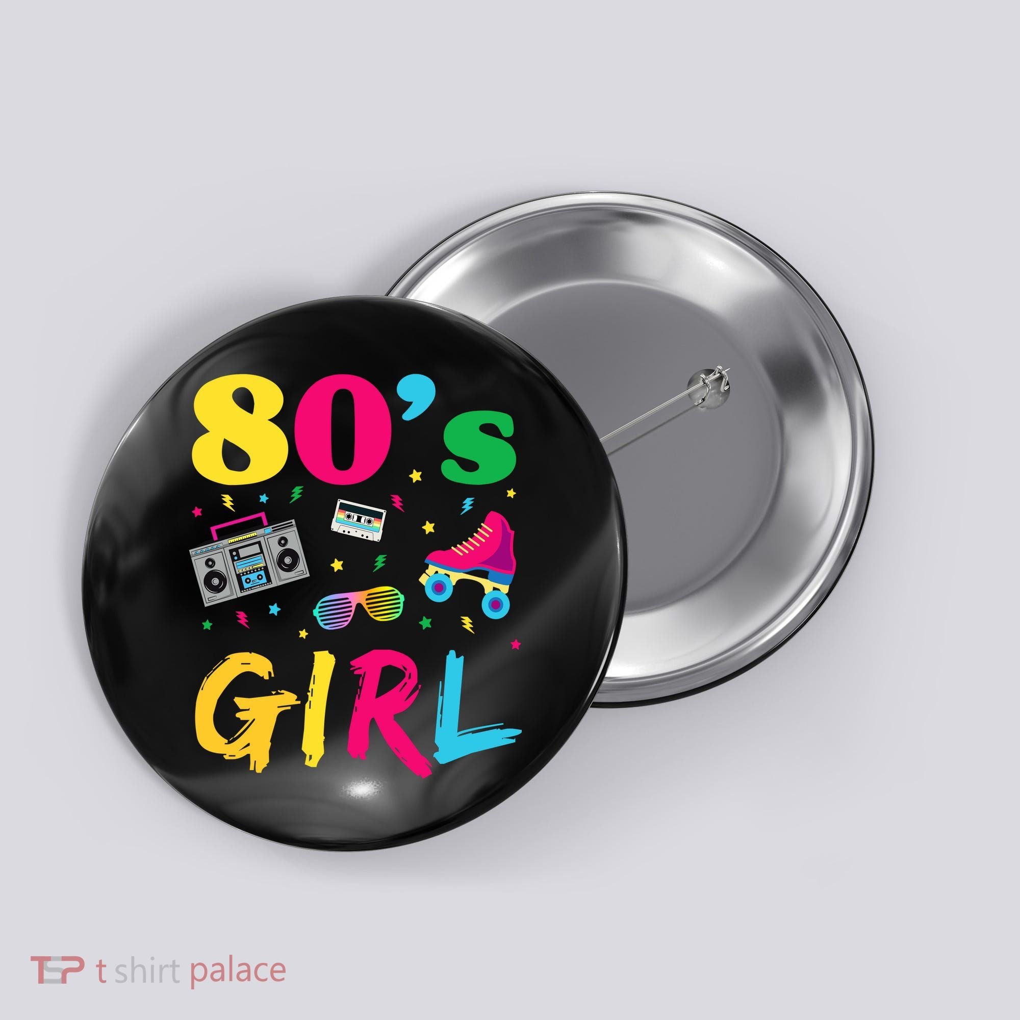 80s Girl Retro Costume Button