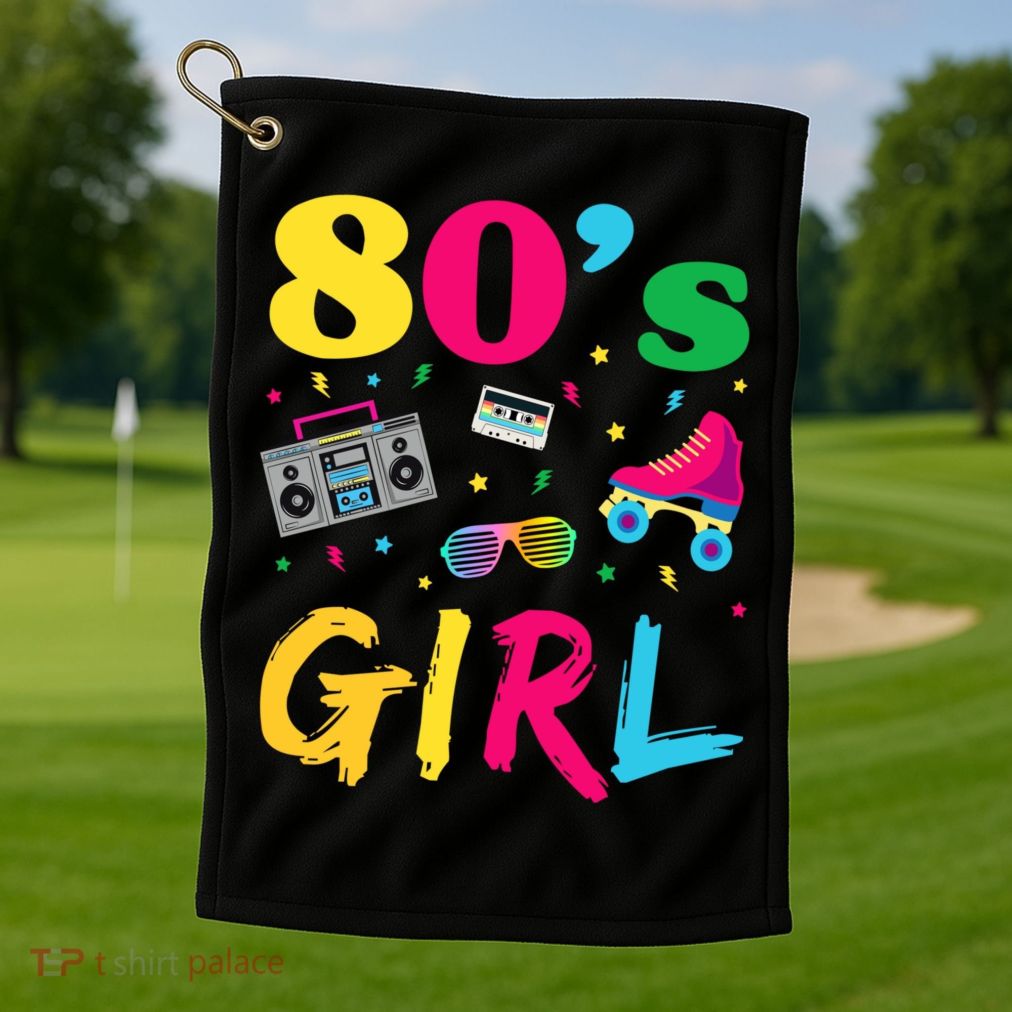 80s Girl Retro Costume Golf Towel