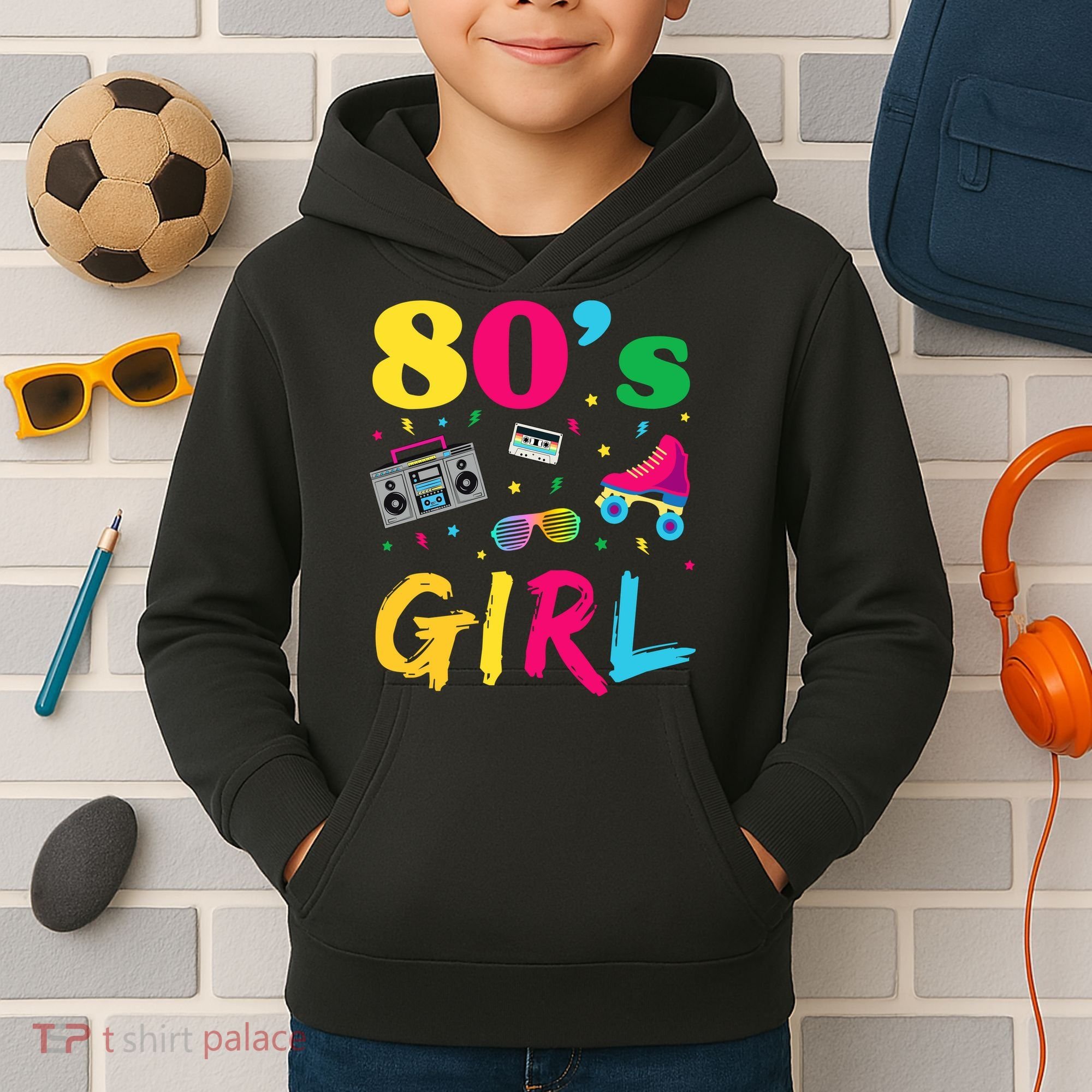 80s Girl Retro Costume Kids Hoodie