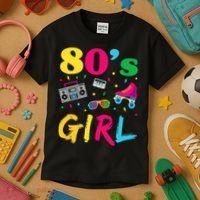 80s Girl Retro Costume Kids T-Shirt thumb 3