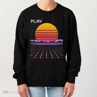 80s Grid Sunset Vaporwave Synthwave Outrun Women's Sweatshirt thumb 0