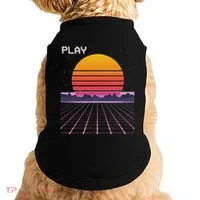 80s Grid Sunset Vaporwave Synthwave Outrun Doggie Tank thumb 0