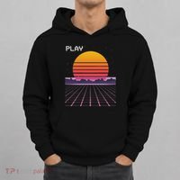 80s Grid Sunset Vaporwave Synthwave Outrun Hoodie thumb 0