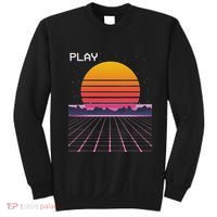 80s Grid Sunset Vaporwave Synthwave Outrun Sweatshirt thumb 0