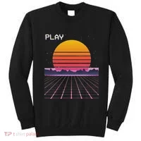 80s Grid Sunset Vaporwave Synthwave Outrun Sweatshirt thumb 0