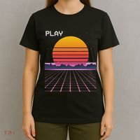 80s Grid Sunset Vaporwave Synthwave Outrun T-Shirt thumb 4