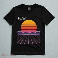 80s Grid Sunset Vaporwave Synthwave Outrun T-Shirt thumb 5