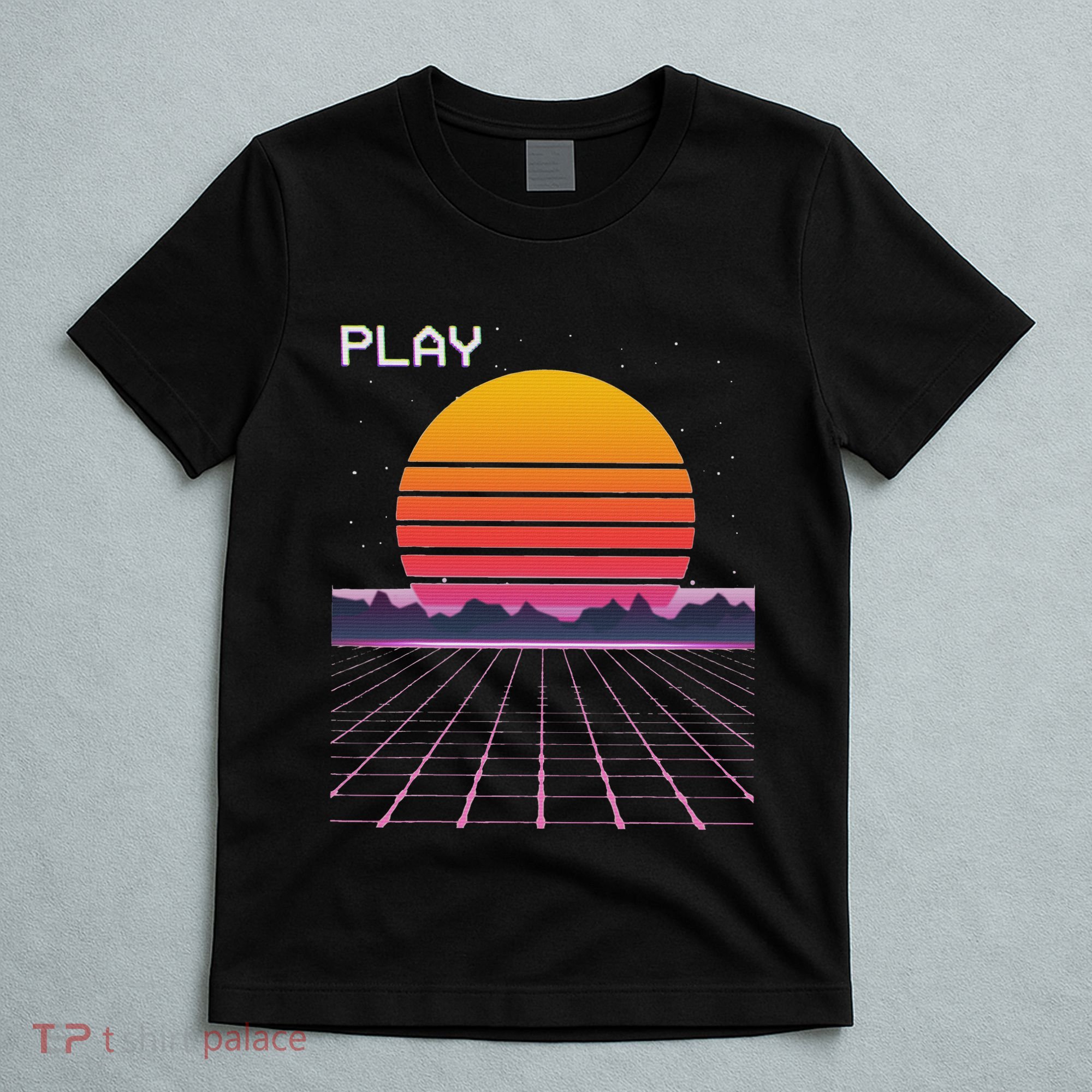 80s Grid Sunset Vaporwave Synthwave Outrun T-Shirt