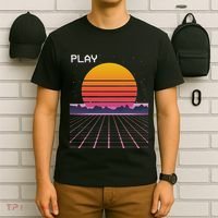 80s Grid Sunset Vaporwave Synthwave Outrun T-Shirt thumb 6