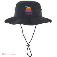 80s Grid Sunset Vaporwave Synthwave Outrun Bucket Hat thumb 0