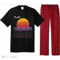 80s Grid Sunset Vaporwave Synthwave Outrun Pajama Set thumb 0