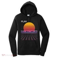80s Grid Sunset Vaporwave Synthwave Outrun Women's Hoodie thumb 0