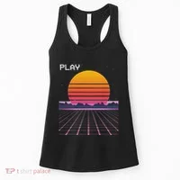 80s Grid Sunset Vaporwave Synthwave Outrun Women's Tank Top thumb 0