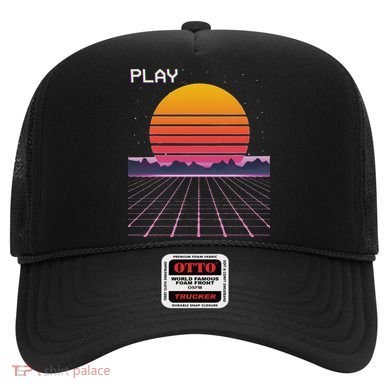 80s Grid Sunset Vaporwave Synthwave Outrun Hat