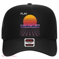 80s Grid Sunset Vaporwave Synthwave Outrun Hat thumb 0