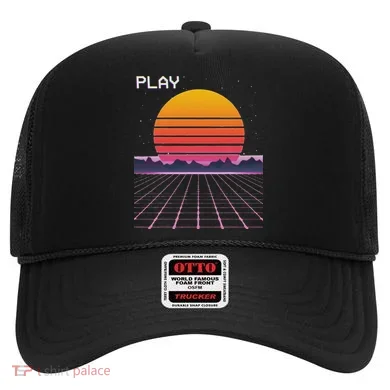 80s Grid Sunset Vaporwave Synthwave Outrun Hat