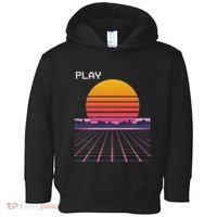 80s Grid Sunset Vaporwave Synthwave Outrun Toddler Hoodie thumb 0