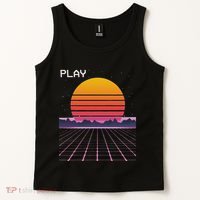 80s Grid Sunset Vaporwave Synthwave Outrun Tank Top thumb 2