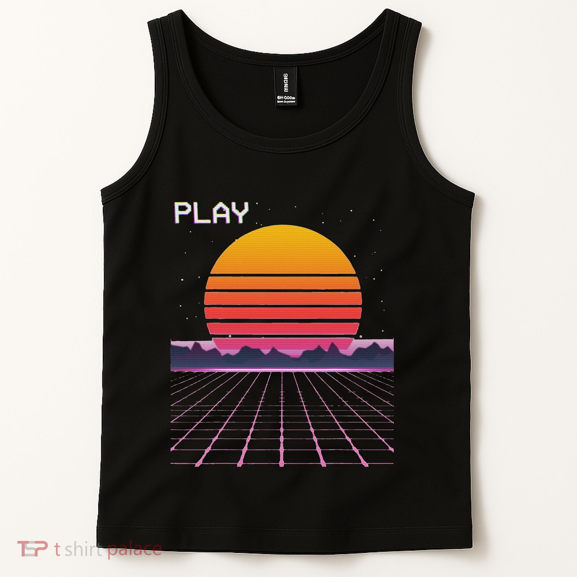 80s Grid Sunset Vaporwave Synthwave Outrun Tank Top