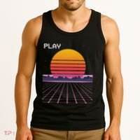 80s Grid Sunset Vaporwave Synthwave Outrun Tank Top thumb 3