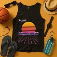 80s Grid Sunset Vaporwave Synthwave Outrun Tank Top thumb 4