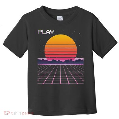80s Grid Sunset Vaporwave Synthwave Outrun Toddler T-Shirt