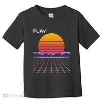 80s Grid Sunset Vaporwave Synthwave Outrun Toddler T-Shirt thumb 0