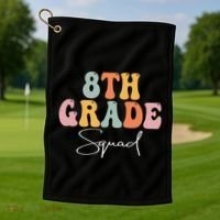 8th Grade Squad Retro Groovy Women Happy First Day Of School Golf Towel thumb 1
