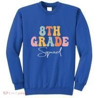 8th Grade Squad Retro Groovy Women Happy First Day Of School Sweatshirt thumb 0