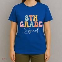 8th Grade Squad Retro Groovy Women Happy First Day Of School T-Shirt thumb 4