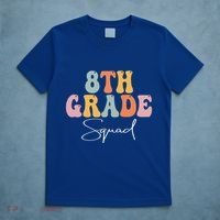 8th Grade Squad Retro Groovy Women Happy First Day Of School T-Shirt thumb 5