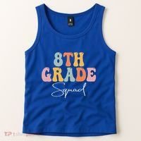 8th Grade Squad Retro Groovy Women Happy First Day Of School Tank Top thumb 2