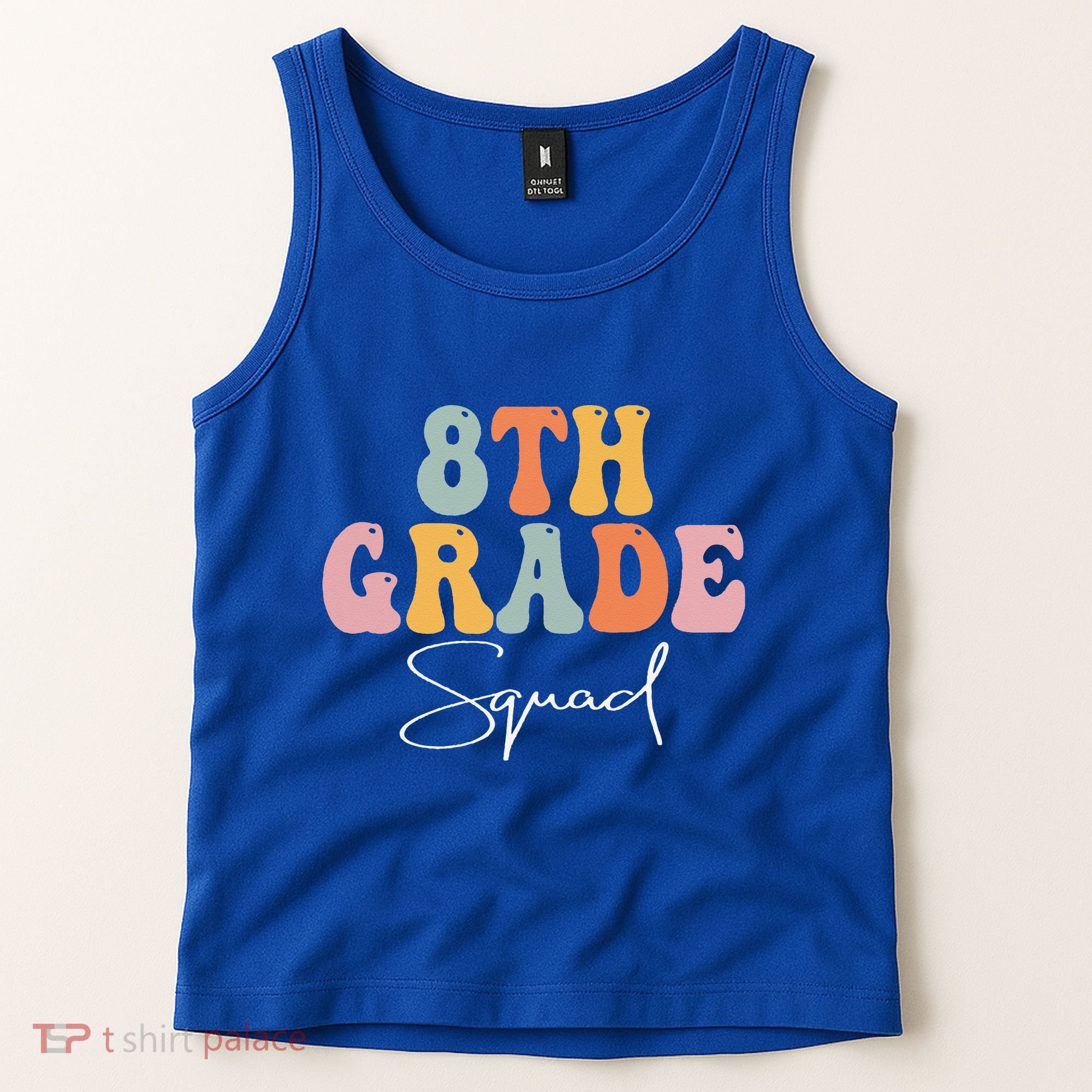 8th Grade Squad Retro Groovy Women Happy First Day Of School Tank Top