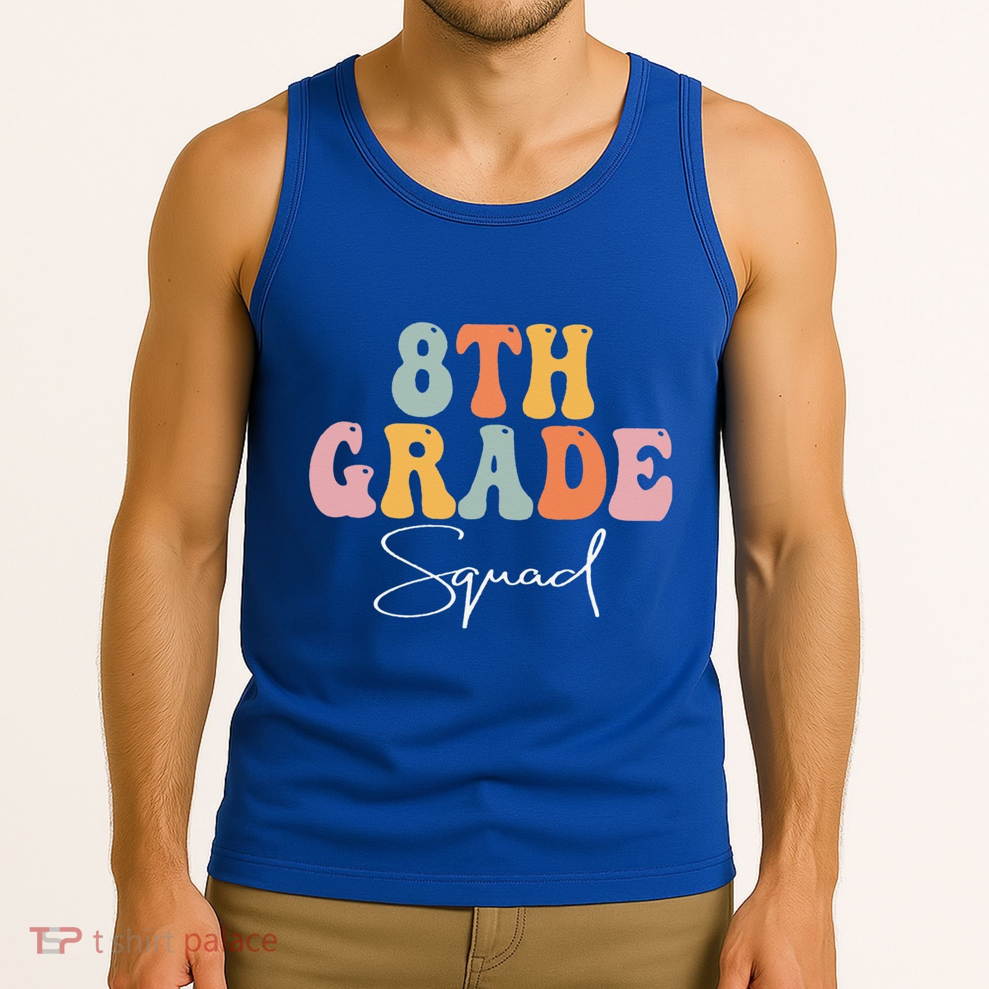 8th Grade Squad Retro Groovy Women Happy First Day Of School Tank Top