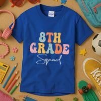 8th Grade Squad Retro Groovy Women Happy First Day Of School Kids T-Shirt thumb 3
