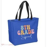 8th Grade Squad Retro Groovy Women Happy First Day Of School Tote Bag thumb 2